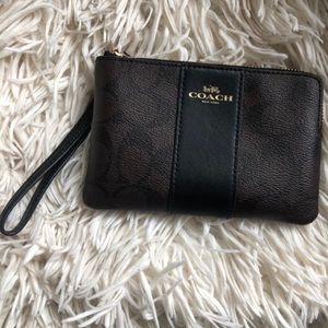 Small Black and Dark Brown Coach Wristlet